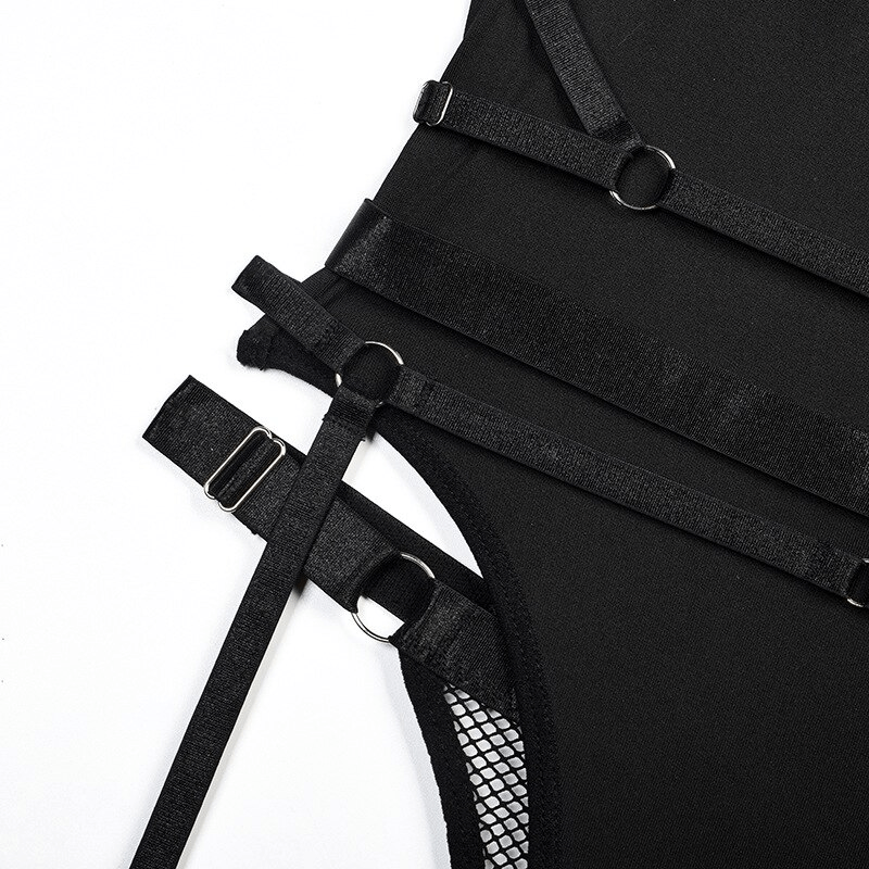 Sexy Bandage Bodysuit With Panties / Women's Black Lingerie / Erotic Fitting Body Top - EVE's SECRETS