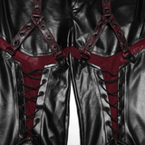 Sexy Black Faux-Leather Lace-Up Leggings with Mesh