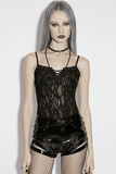 Sexy Black Gothic Mesh Lace-Up Punk Cami Top