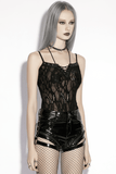 Sexy Black Gothic Mesh Lace-Up Punk Cami Top