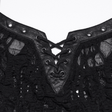 Sexy Black Gothic Mesh Lace-Up Punk Cami Top