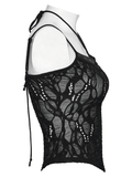 Sexy Black Gothic Mesh Lace-Up Punk Cami Top