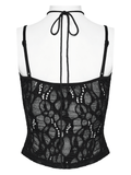 Sexy Black Gothic Mesh Lace-Up Punk Cami Top
