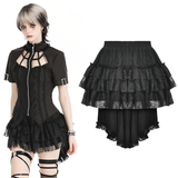 Sexy Black Ruffled Tier Skirt with Elastic Waist