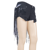 Sexy Black Women's Shorts with Removable Fringes