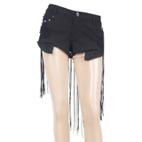 Sexy Black Women's Shorts with Removable Fringes