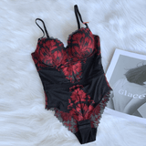 Sexy Bodysuit For Women / Lingerie with Cup Push Up / Erotic Clothing with Floral Pattern - EVE's SECRETS