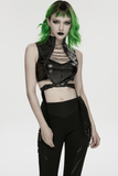 Sexy Faux Leather Lace Up Harness Crop Top for Women