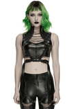 Sexy Faux Leather Lace Up Harness Crop Top for Women