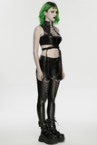 Sexy Faux Leather Lace Up Harness Crop Top for Women