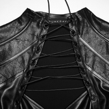 Sexy Faux Leather Lace Up Harness Crop Top for Women