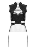 Sexy Faux Leather Lace Up Harness Crop Top for Women