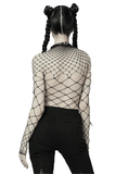 Sexy Female Black Diamond Mesh Bodysuit - Edgy Style