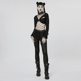 Sexy Female Black Diamond Mesh Bodysuit - Edgy Style