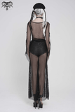 Sexy Fishnet Mesh Top with Bat Applique Sleeves for Her