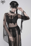 Sexy Fishnet Mesh Top with Bat Applique Sleeves for Her