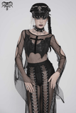 Sexy Fishnet Mesh Top with Bat Applique Sleeves for Her