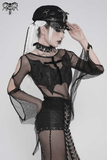 Sexy Fishnet Mesh Top with Bat Applique Sleeves for Her