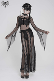 Sexy Fishnet Mesh Top with Bat Applique Sleeves for Her
