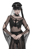 Sexy Fishnet Mesh Top with Bat Applique Sleeves for Her