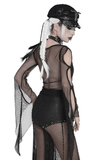 Sexy Fishnet Mesh Top with Bat Applique Sleeves for Her