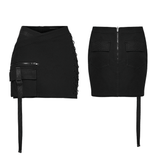 Sexy Futuristic Black Asymmetric Bodycon Mini Skirt