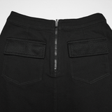 Sexy Futuristic Black Asymmetric Bodycon Mini Skirt