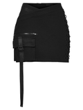 Sexy Futuristic Black Asymmetric Bodycon Mini Skirt