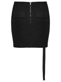 Sexy Futuristic Black Asymmetric Bodycon Mini Skirt