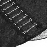 Sexy Gothic Irregular Lace Midi Skirt with Chain Hem