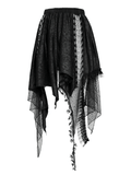 Sexy Gothic Irregular Lace Midi Skirt with Chain Hem