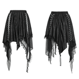 Sexy Gothic Irregular Lace Midi Skirt with Chain Hem