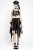 Sexy Gothic Irregular Lace Midi Skirt with Chain Hem