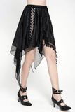 Sexy Gothic Irregular Lace Midi Skirt with Chain Hem