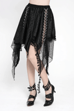 Sexy Gothic Irregular Lace Midi Skirt with Chain Hem