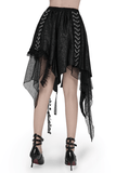 Sexy Gothic Irregular Lace Midi Skirt with Chain Hem