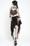 Sexy Gothic Irregular Lace Midi Skirt with Chain Hem