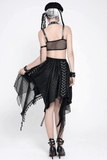 Sexy Gothic Irregular Lace Midi Skirt with Chain Hem