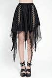 Sexy Gothic Irregular Lace Midi Skirt with Chain Hem
