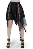Sexy Gothic Irregular Lace Midi Skirt with Chain Hem