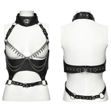 Sexy Gothic Leather Spike and Chain Body Harness