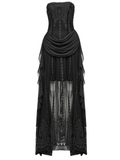 Sexy Gothic Mesh Dress with Floral Details and Chiffon Layers