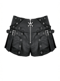 Sexy High Rise Skort with Grommets and Skull Zipper