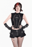 Sexy High Rise Skort with Grommets and Skull Zipper