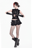 Sexy High Rise Skort with Grommets and Skull Zipper