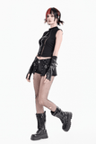 Sexy High Rise Skort with Grommets and Skull Zipper