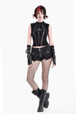Sexy High Rise Skort with Grommets and Skull Zipper