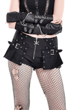 Sexy High Rise Skort with Grommets and Skull Zipper