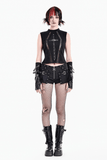Sexy High Rise Skort with Grommets and Skull Zipper