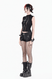 Sexy High Rise Skort with Grommets and Skull Zipper